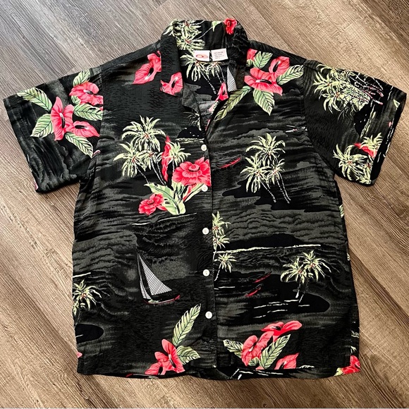 OP Other - 89’s Vintage OP Tropical Hawaiian Black and Red Shirt